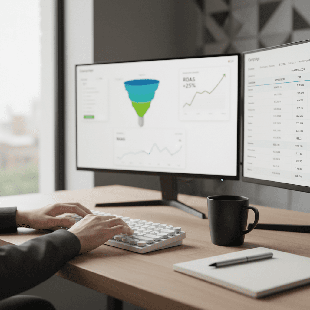 Analytics dashboard showing digital advertising performance metrics